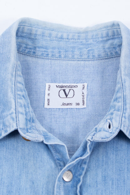 vintage valentino denim shirt, designer vintage clothing hull, branded vintage clothing