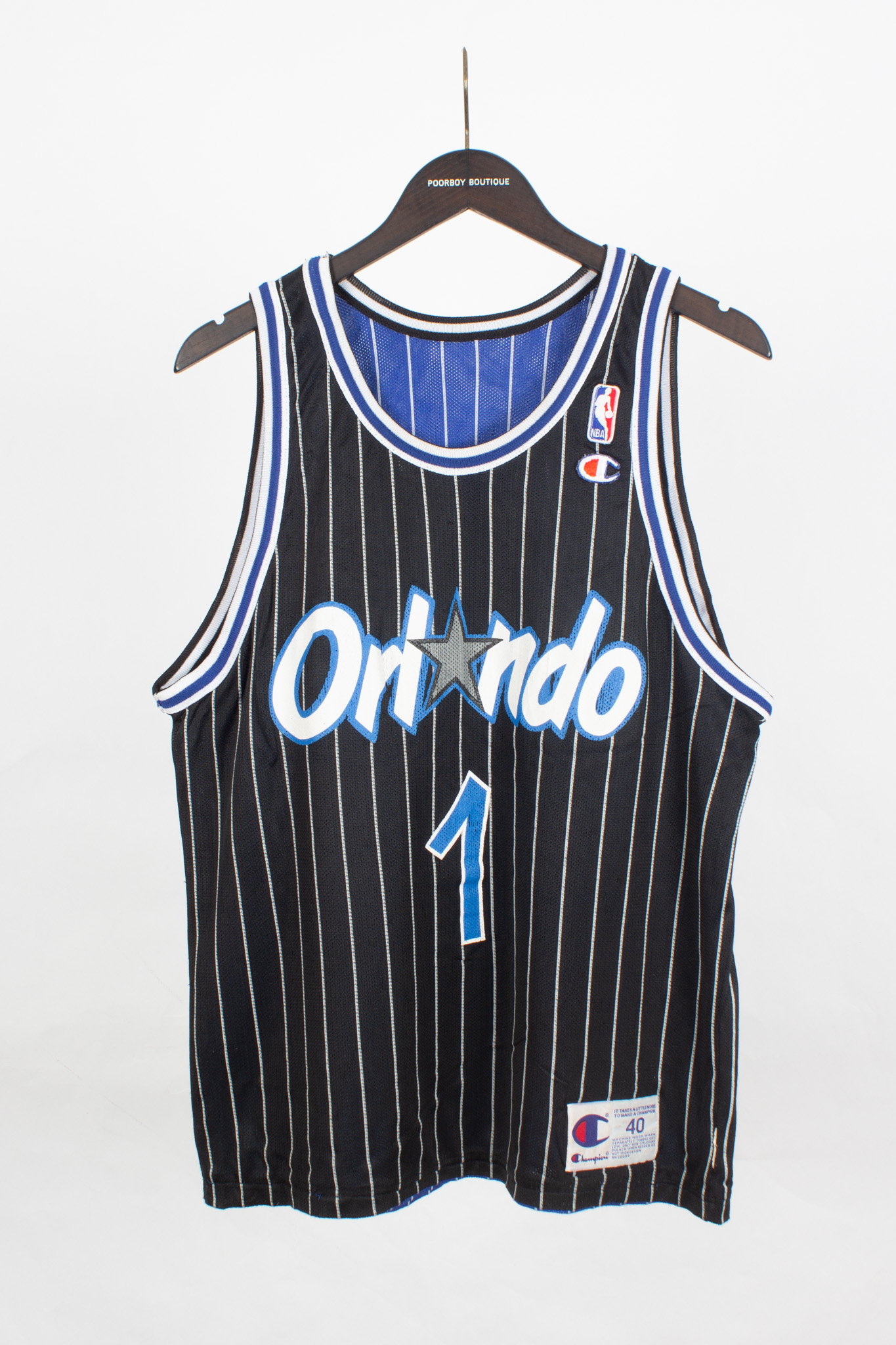 nba orlando magic #1 hardaway reversible jersey in black and blue